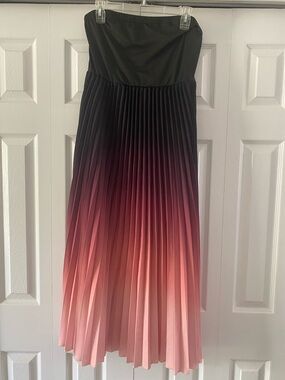 Strapless Pleated Ombre Dress
